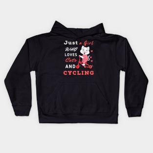 just a girl who loves cats and cycling Kids Hoodie